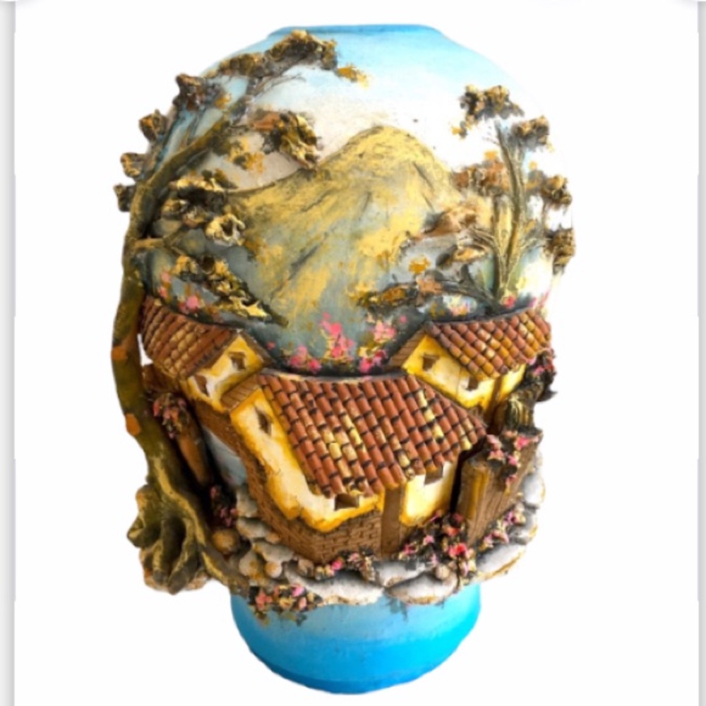 Studio Art Handmade Large Ceramic Vase with Incredible Detail!
